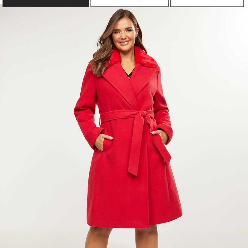 Faux fur collar NWT red coat Lane Bryant